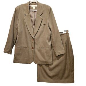 Norton McNaughten Skirt Blazer Set Womens 10 Brown Jacket Pencil Skirt USA Made